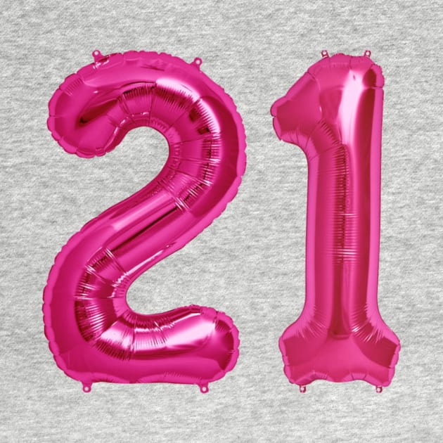 Hot Pink 21st Birthday Metallic Helium Balloons Numbers by podartist